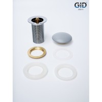 Донный клапан для раковины Gid Minucia Gmh100 74401K, без перелива, Clik-Clak, серый матовый