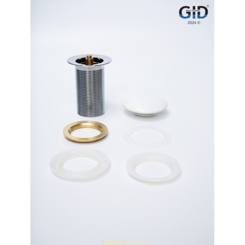 Донный клапан для раковины Gid Minucia Whm100 74403K, без перелива, Clik-Clak, белый матовый