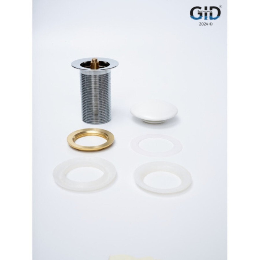 Донный клапан для раковины Gid Minucia Whm100 74403K, без перелива, Clik-Clak, белый матовый