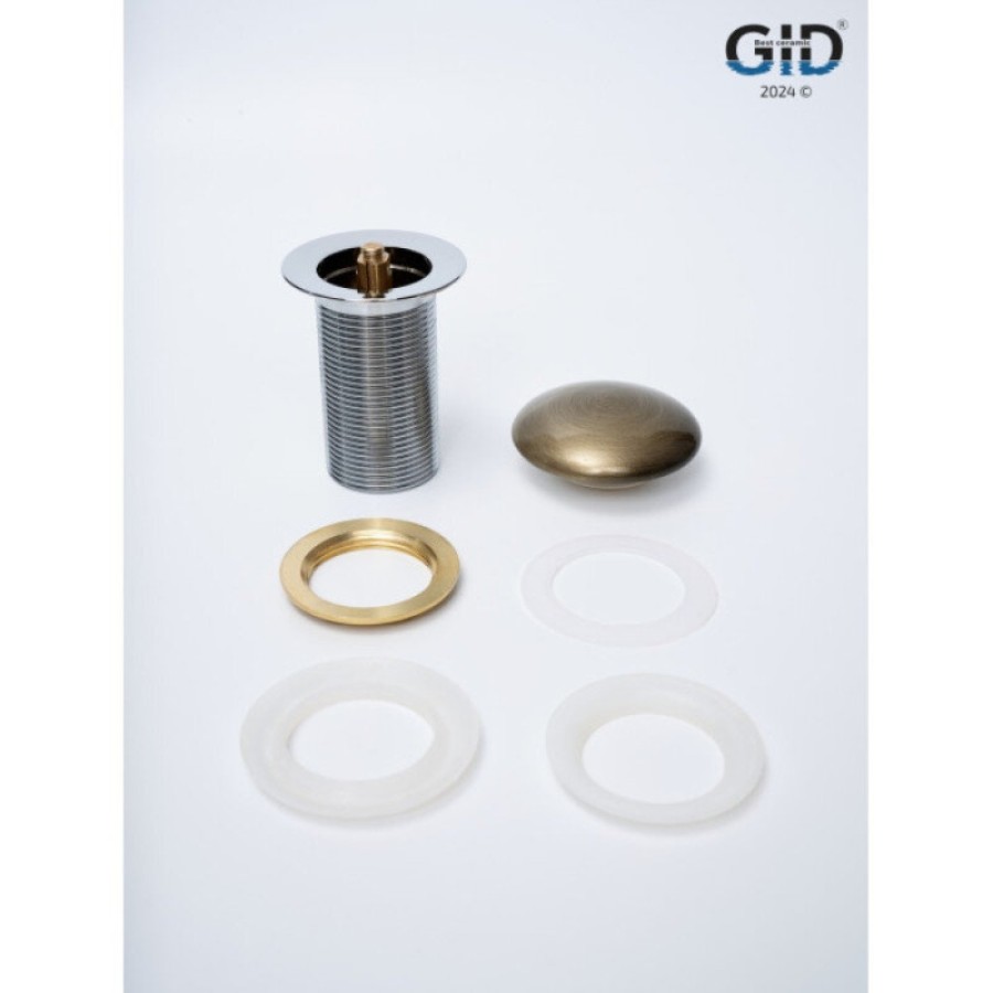 Донный клапан для раковины Gid Minucia Bzk100 74404K, без перелива, Clik-Clak, бронза