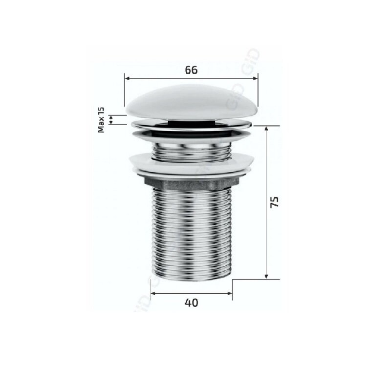 Донный клапан для раковины Gid Minucia Br100 74406K, без перелива, Clik-Clak, коричневый матовый