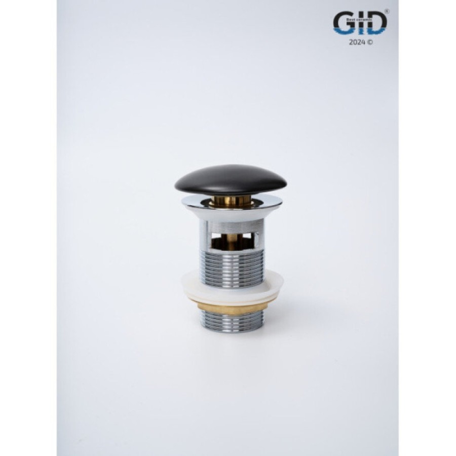 Донный клапан для раковины Gid Minucia Blm100-1 74407K, с переливом, Clik-Clak, черный матовый