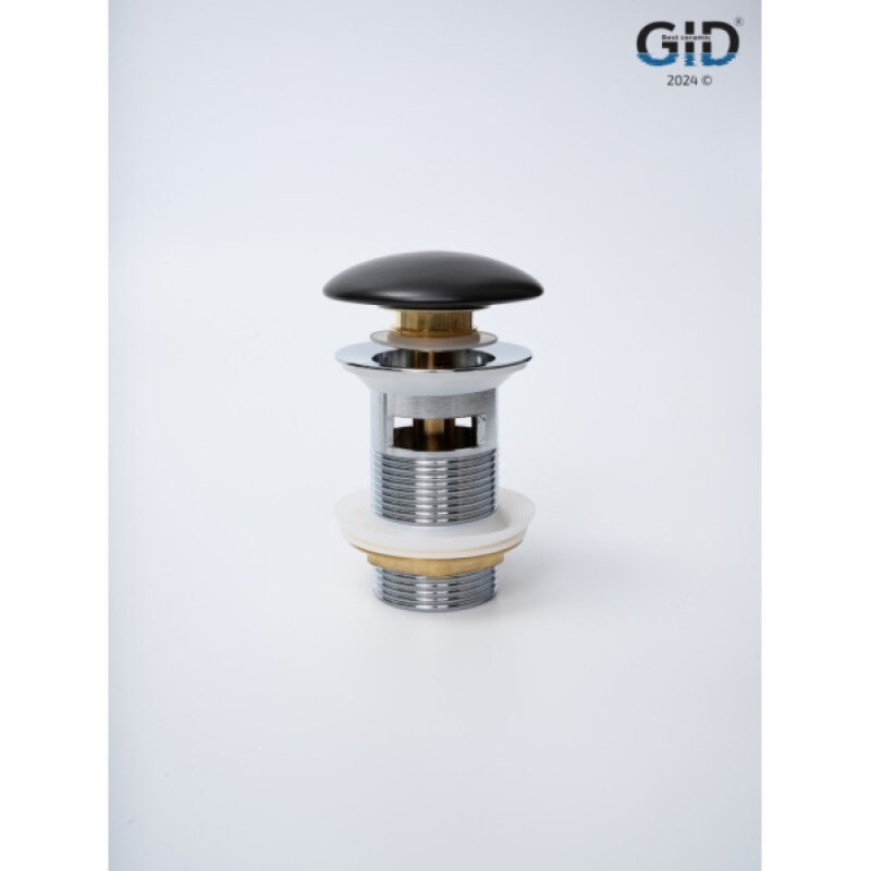 Донный клапан для раковины Gid Minucia Blm100-1 74407K, с переливом, Clik-Clak, черный матовый