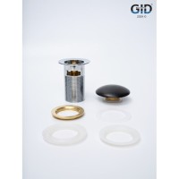Донный клапан для раковины Gid Minucia Blm100-1 74407K, с переливом, Clik-Clak, черный матовый