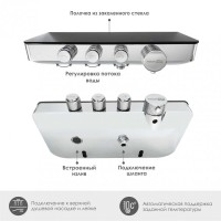 Смеситель для ванны и душа WasserKRAFT Elbe, термостатический, хром/черный, 7499 Thermo