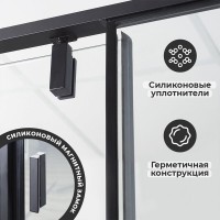 Душевой уголок WasserKRAFT Elbe 74P02, 80 х 80 см, профиль черный, стекла прозрачные