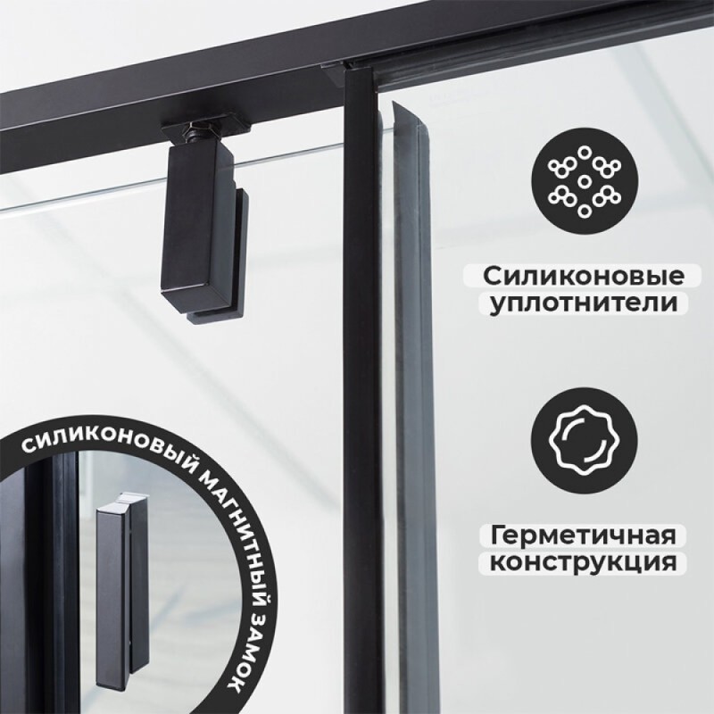 Душевой уголок WasserKRAFT Elbe 74P03, 90 х 90 см, стекло прозрачное, профиль черный матовый