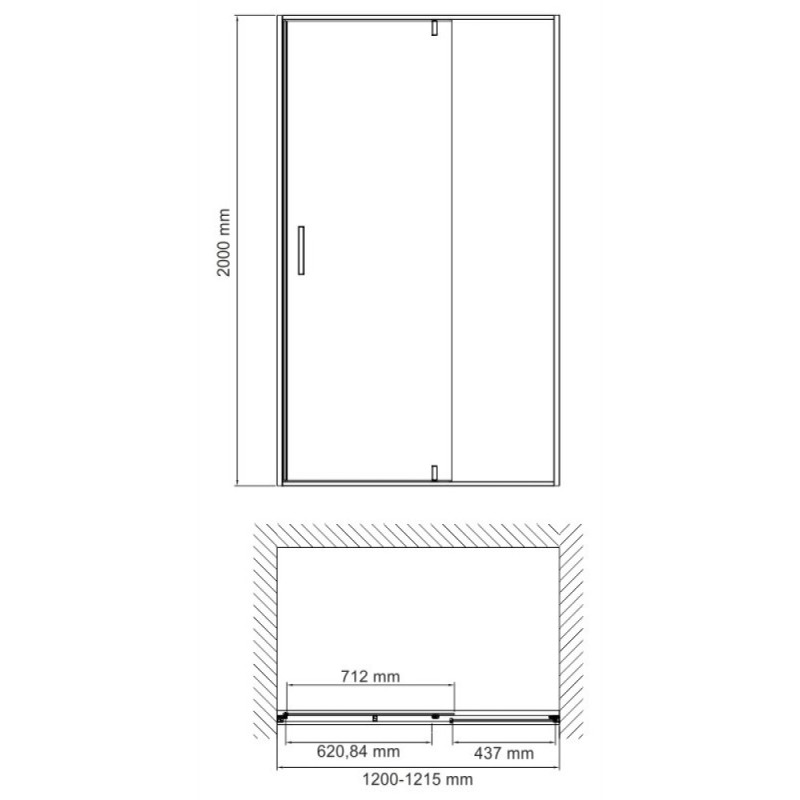 Душевая дверь WasserKRAFT 74P05, универсальная, 120 х 200 см