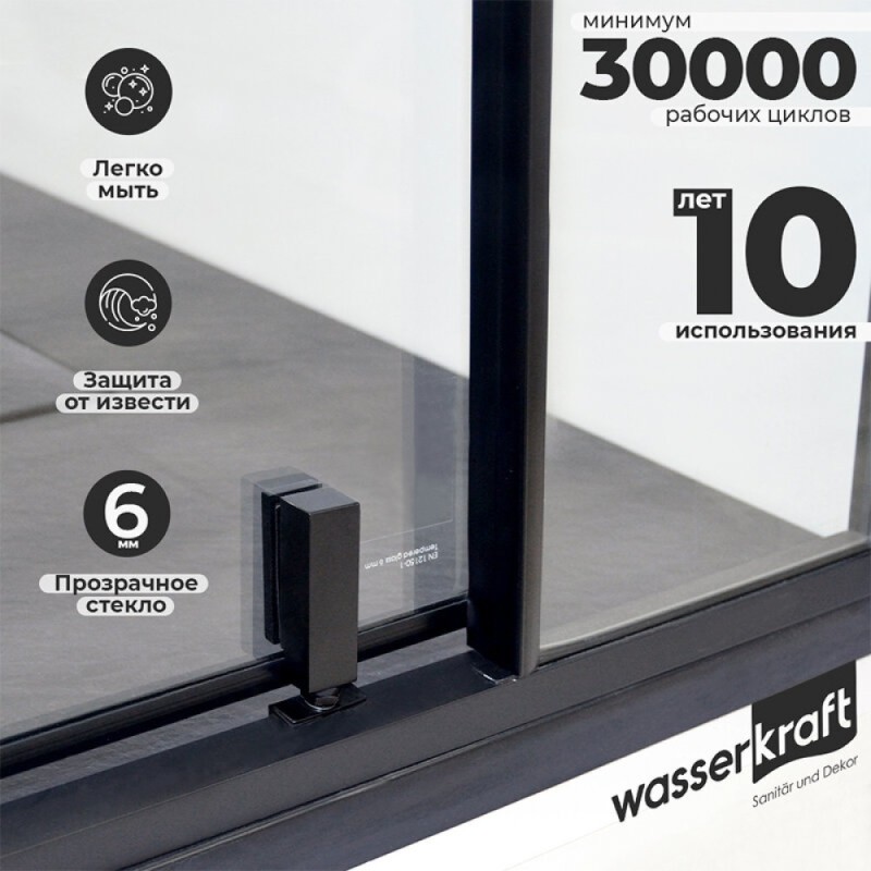 Душевая дверь WasserKRAFT 74P05, универсальная, 120 х 200 см