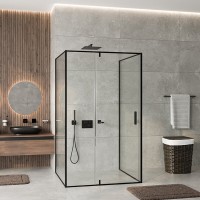 Душевой уголок WasserKRAFT 74P26, 120 х 100 см, профиль черный, стекла прозрачные