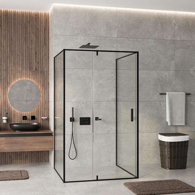 Душевой уголок WasserKRAFT 74P26, 120 х 100 см, профиль черный, стекла прозрачные