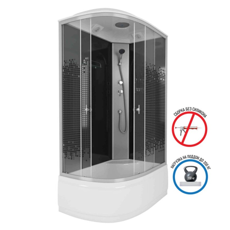 Душевая кабина Niagara Eco NG- 7510-14 BLACK L/R, 120 x 80 см, стекло мозаика