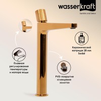 Смеситель для раковины WasserKRAFT Ems, золото глянцевое, 7603H
