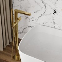 Смеситель для ванны и душа WasserKRAFT Ems, напольный, золото глянцевое, 7621