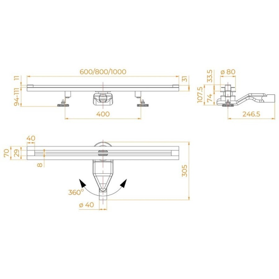 Дренажный канал RGW SDR-50Gb 76215010-06, 100 см, цвет золото