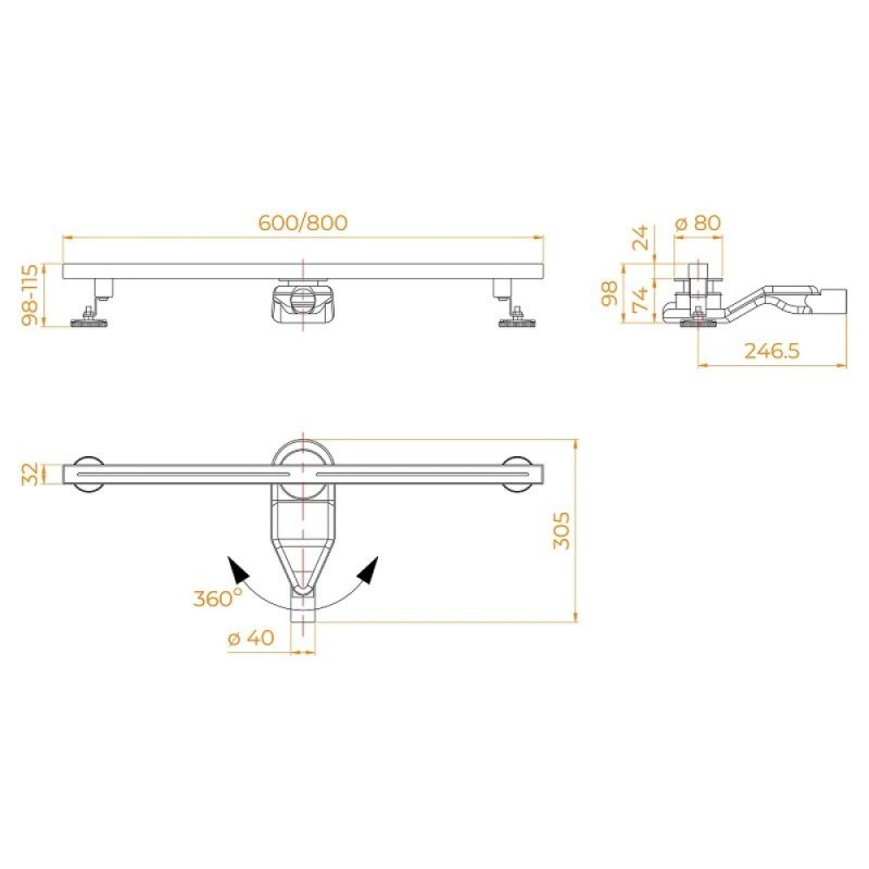 Дренажный канал RGW SDR-52Gb 76215260-06, 60 см, цвет золото