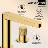 Смеситель для раковины WasserKRAFT Ems, золото глянцевое, 7635