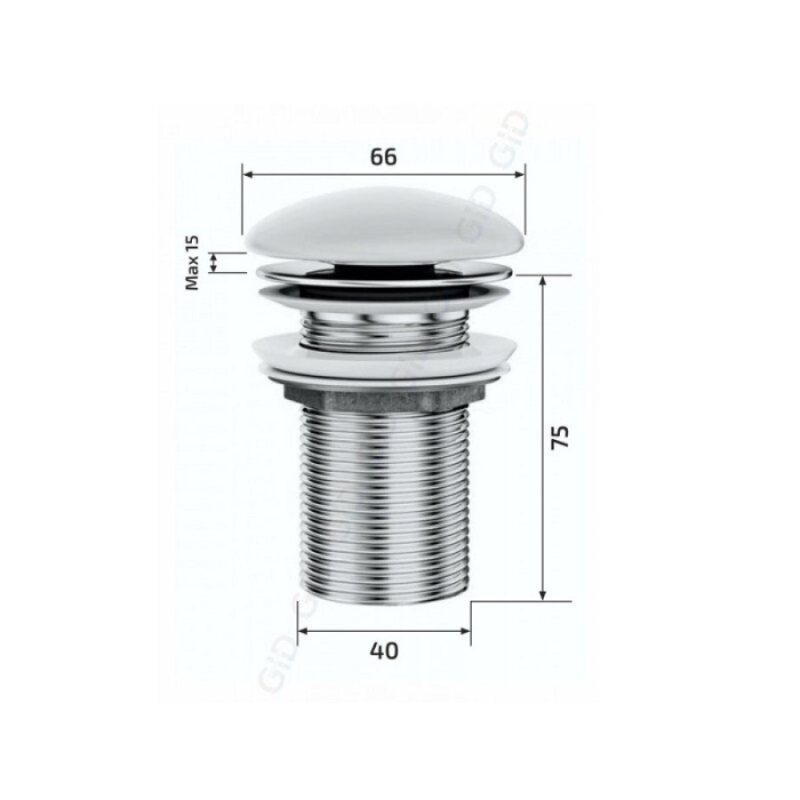 Донный клапан для раковины Gid Minucia G-54BL 76601K, без перелива, Clik-Clak, черный