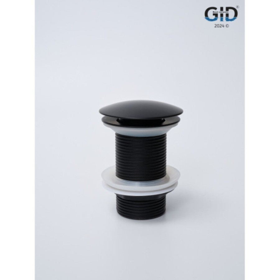 Донный клапан для раковины Gid Minucia G-55BM 76602K, без перелива, Clik-Clak, черный матовый