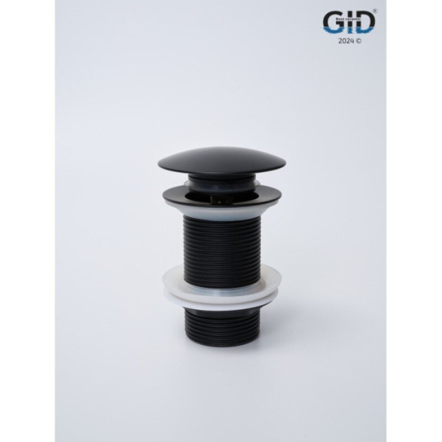 Донный клапан для раковины Gid Minucia G-55BM 76602K, без перелива, Clik-Clak, черный матовый