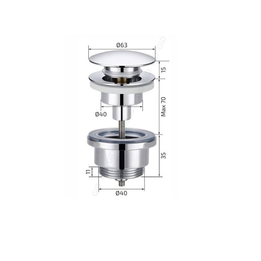 Донный клапан для раковины Gid Minucia G-58BL 76604K, универсальный, Clik-Clak, черный