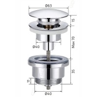 Донный клапан для раковины Gid Minucia G-59BM 76605K, универсальный, Clik-Clak, черный матовый