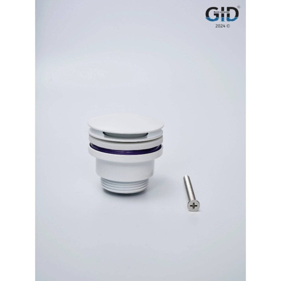 Донный клапан для раковины Gid Minucia G-60W 76606K, универсальный, Clik-Clak, белый