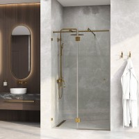 Душевая дверь WasserKRAFT Ems 76H 76H05, 120 см, стекло прозрачное, фурнитура золото глянцевое