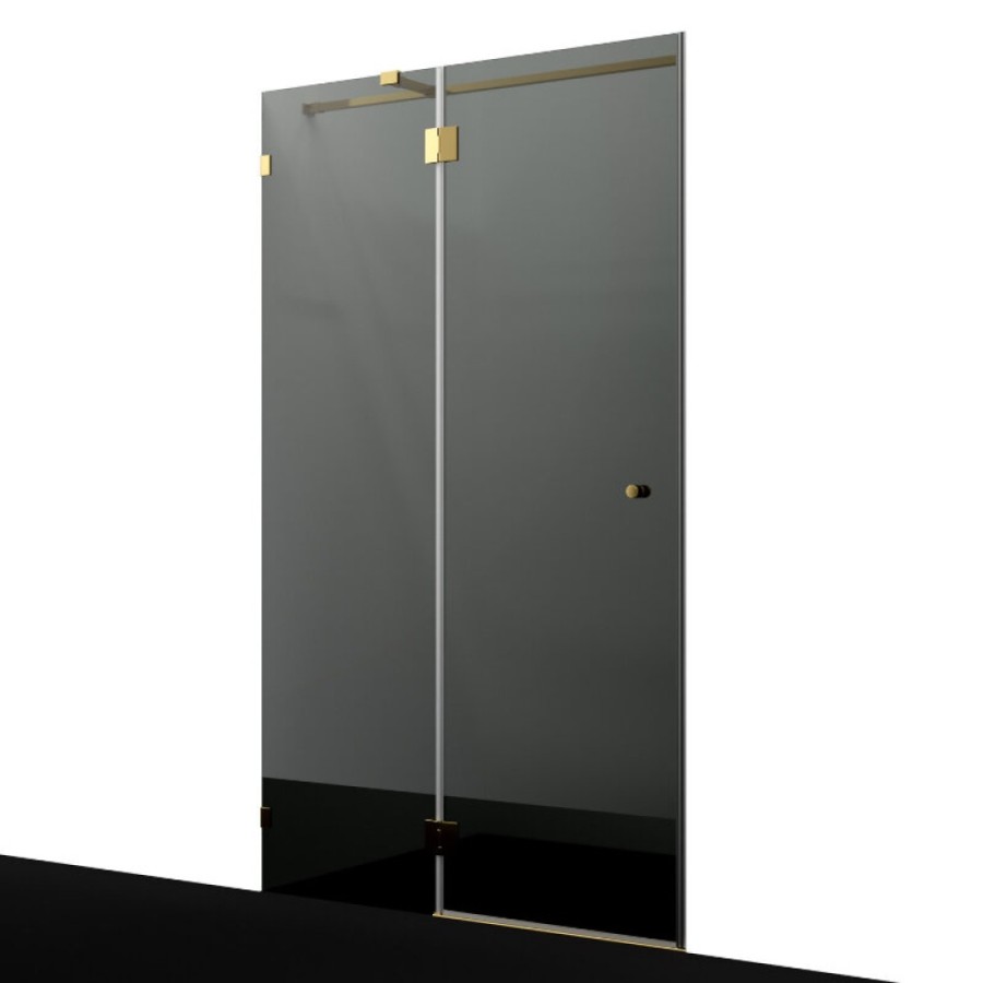 Душевая дверь WasserKRAFT Ems 76H 76H05-TG, 120 см, стекло тонированное, фурнитура золото глянцевое