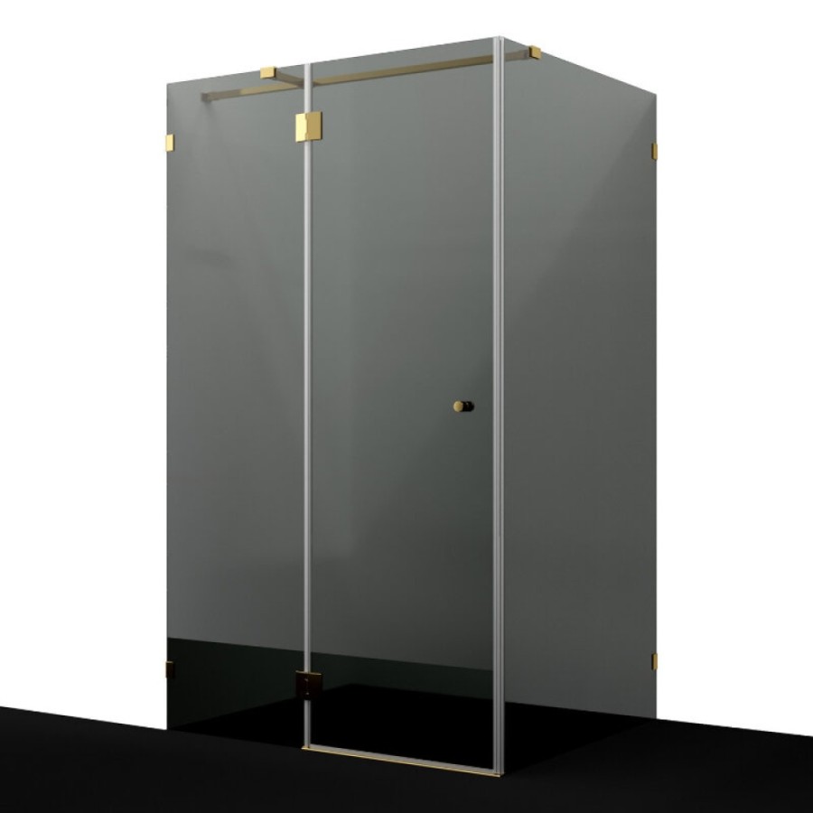 Душевой уголок WasserKRAFT Ems 76H 76H10-TG, 120 х 100 см, стекло тонированное, фурнитура золото глянцевое