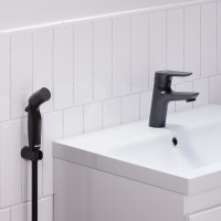 Смеситель для раковины Damixa Jupiter 770300300 с гигиеническим душем, черный матовый