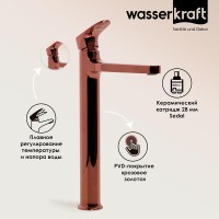 Смеситель для раковины WasserKRAFT Asphe, золото розовое, 7703H