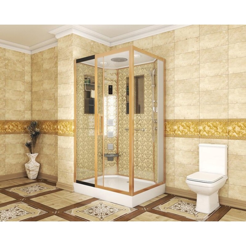 Душевая кабина Niagara 7711GL, 120 x 90 см с гидромассажем, стенки золото, левая