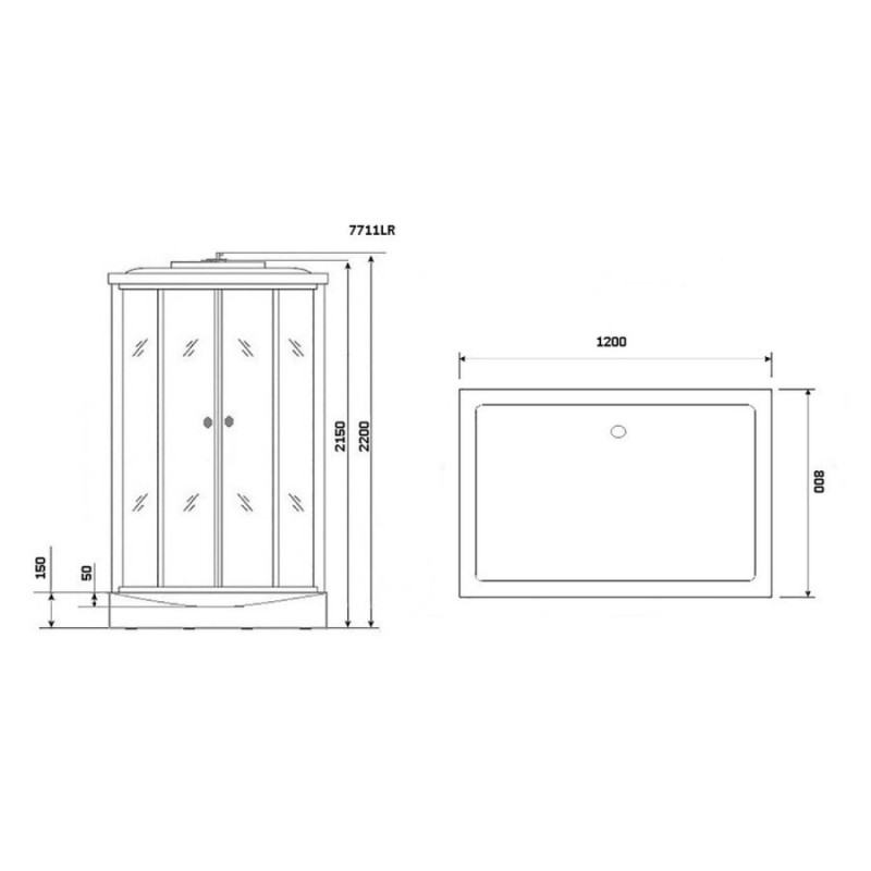 Душевая кабина Niagara 7711GL, 120 x 90 см с гидромассажем, стенки золото, левая
