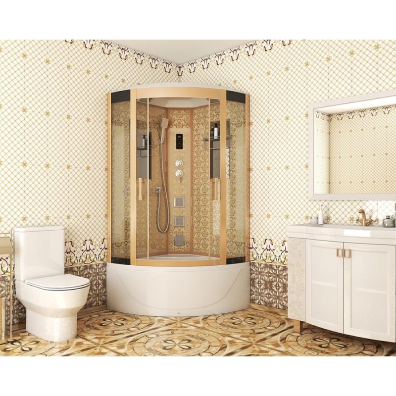 Душевая кабина Niagara 7790G, 90 x 90 см с гидромассажем, стенки золото
