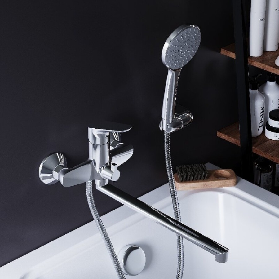 Смеситель Damixa Jupiter 779500001 для ванны и душа, с душевым гарнитуром, хром