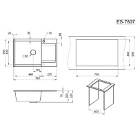 Кухонная мойка Granula Estetica ES-7807 7807, Графит, графит
