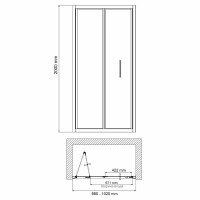 Душевая дверь в нишу WasserKRAFT Weser 78F12, 100 х 200 см, стекло прозрачное, профиль серебристый