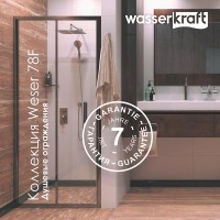 Душевая дверь в нишу WasserKRAFT Weser 78F12, 100 х 200 см, стекло прозрачное, профиль серебристый
