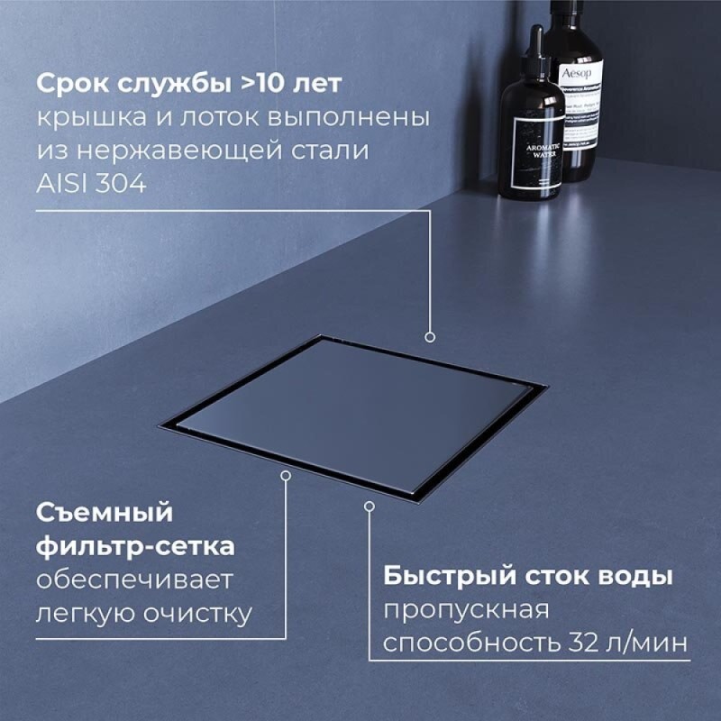 Душевой трап RGW SDR-10, 10 х 10 см, решетка хром, 79211000-01