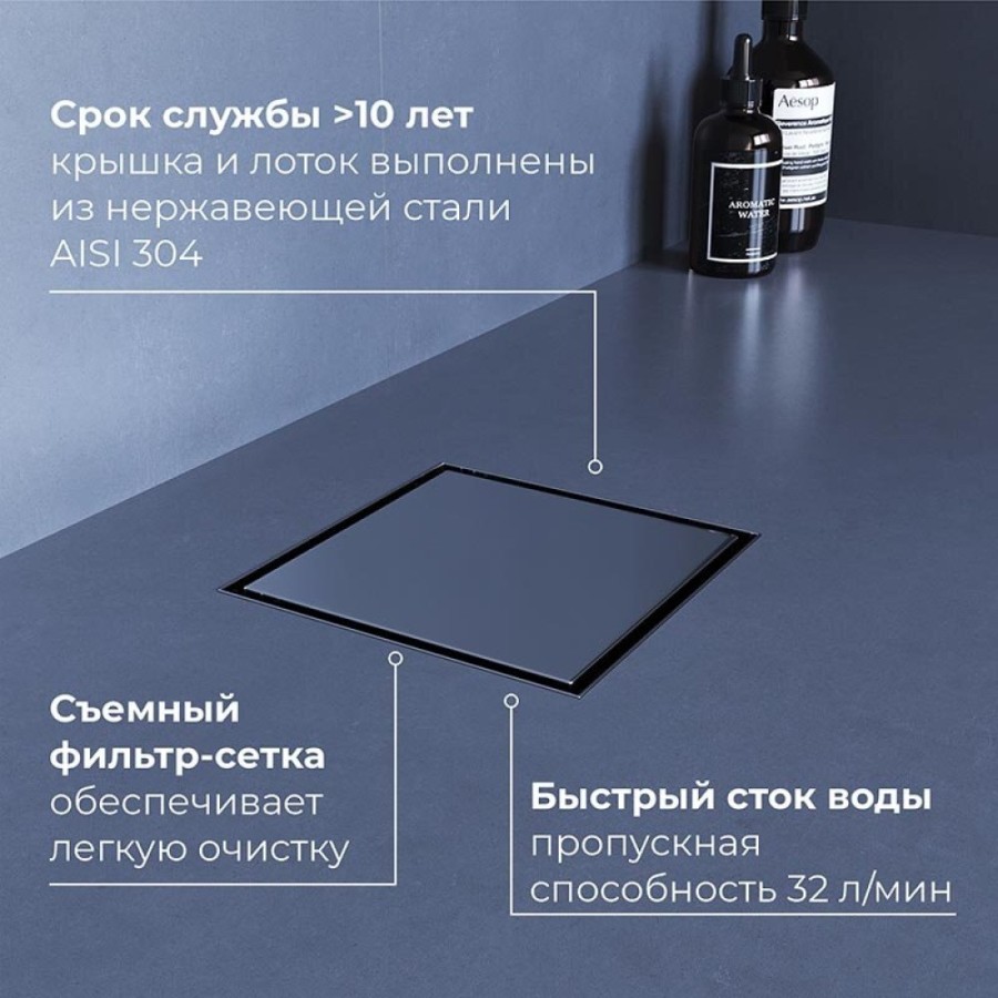 Душевой трап RGW SDR-10, 10 х 10 см, решетка хром, 79211000-01