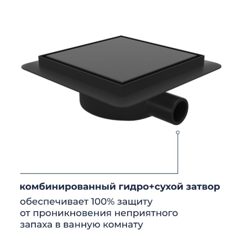 Душевой трап RGW SDR-10 79211000-04, 10 х 10 см, решетка под плитку, черный