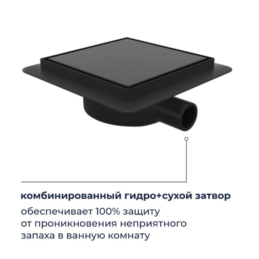 Душевой трап RGW SDR-10 79211000-04, 10 х 10 см, решетка под плитку, черный
