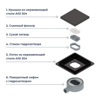 Душевой трап RGW SDR-10 79211000-04, 10 х 10 см, решетка под плитку, черный