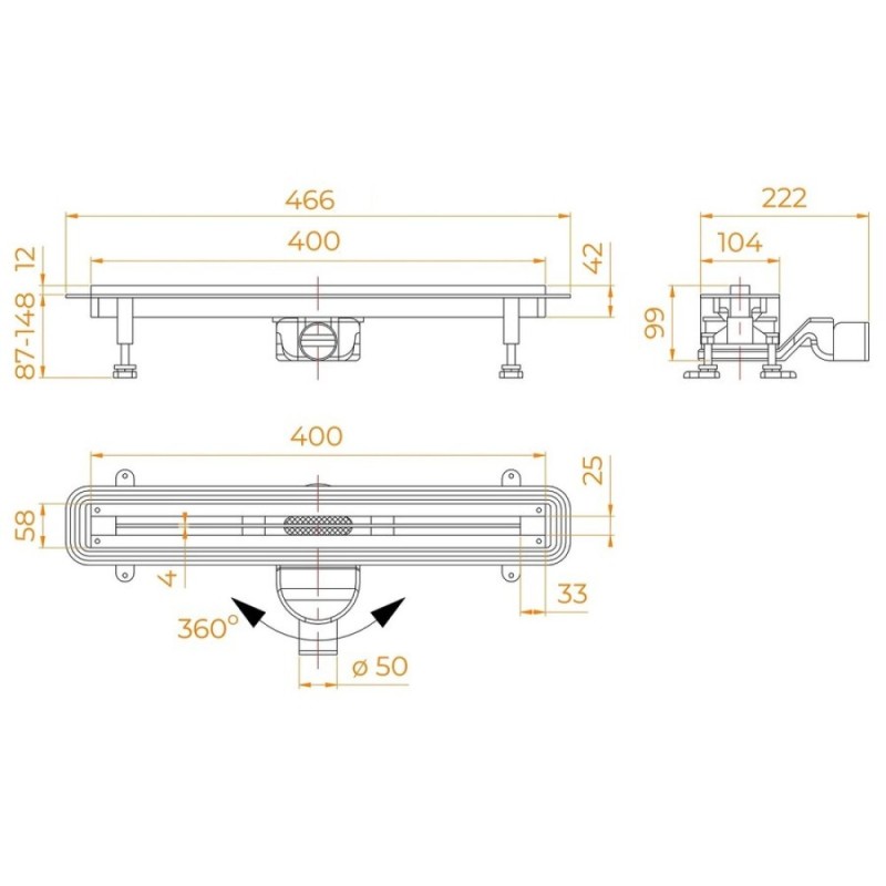 Дренажный канал RGW SDR-56, 79215640-01, 40 см, хром
