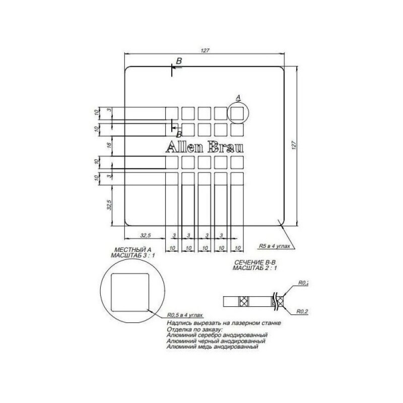 Накладка для сифона Allen Brau Priority 8.310N1-SS, 12,7 х 12,7 см, нержавеющая сталь