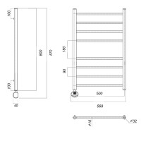 Полотенцесушитель электрический Domoterm Медея П8 500x800 EL, ширина 50 см, высота 80 см, подключение слева, хром