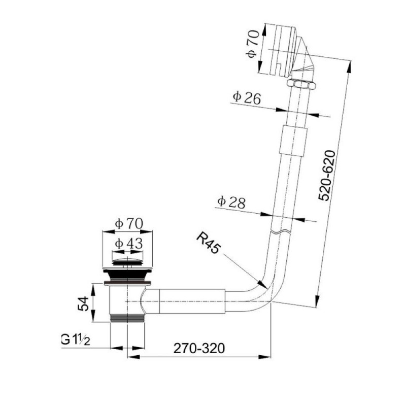 Слив перелив автомат Timo 8006/00, хром