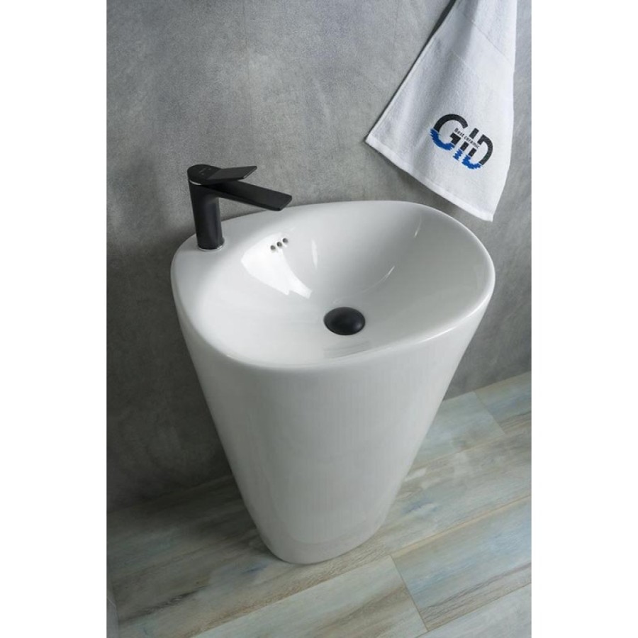 Раковина Gid Nb188, 81108, 53 см, фаянс, напольная, белая