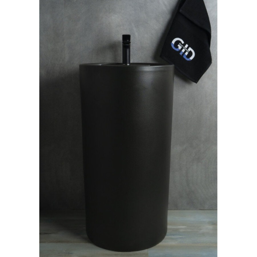 Раковина Gid Autonomo Nb135bg 81109, 45 см, фаянс, напольная, черный графит
